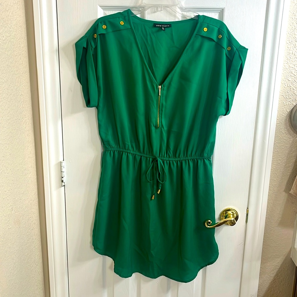 New Glory Green Zipper Dress